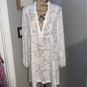 Cute white see thru lace cover up
